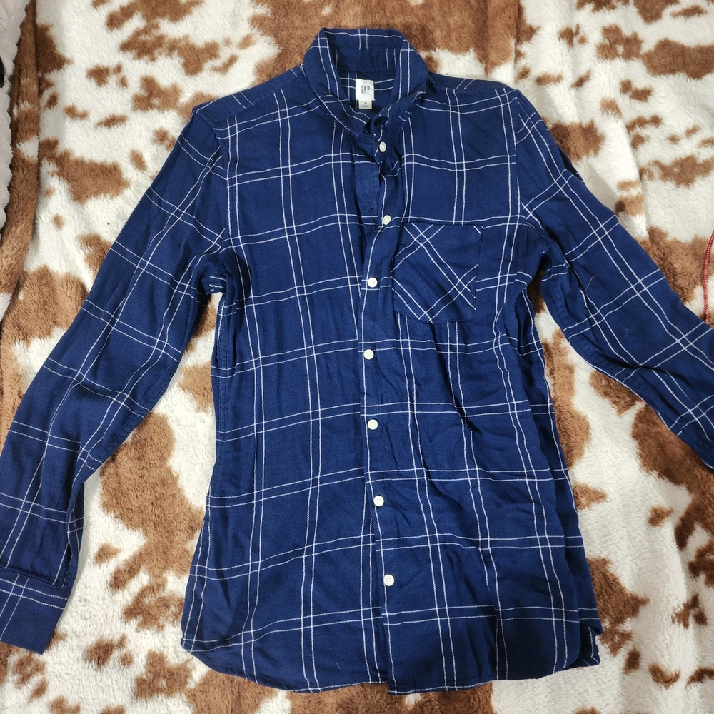 GAP Navy Checkered Casual Shirt